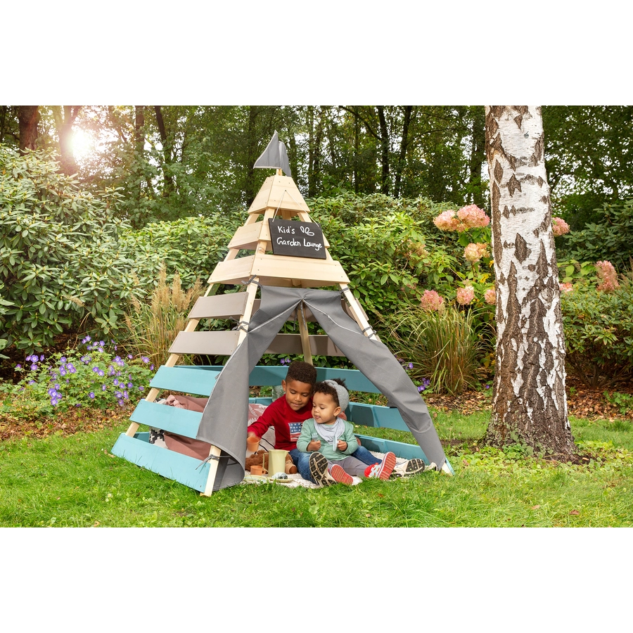 MUDDY BUDDY® Outdoor Tipi Dreamer, natur-warmgrau-petrolblau