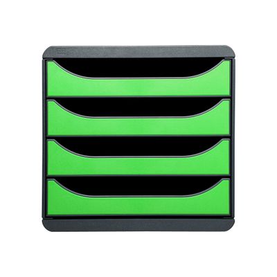 Exacompta BigBox - Module de classement 4 tiroirs - gris/vert pomme
