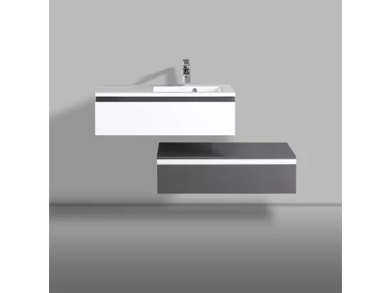 Ensemble de salle de bain 90 cm gris et blanc Aquamare