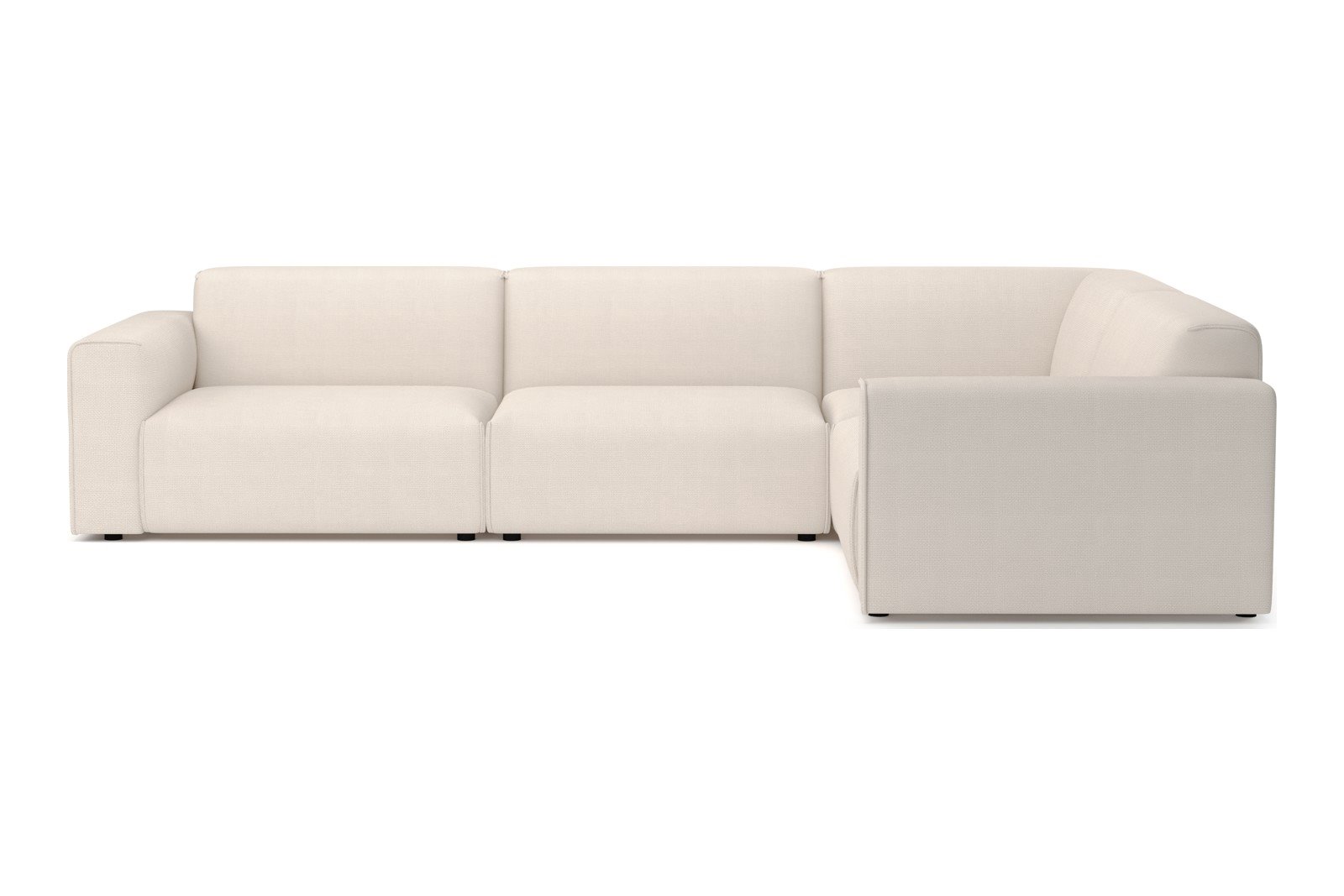 Monaco Lux hjørnesofa 3/1,5 hjørnesofa. Tekstil Fjord 1 Ivory med sorte ben. Lux komfort.