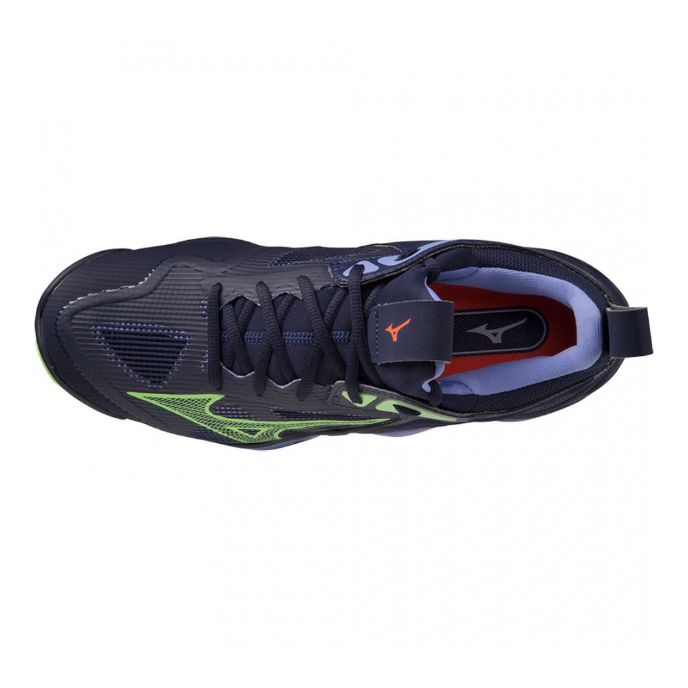 Mizuno WAVE MOMENTUM 3 - Chaussures volleyball evening blue/techno green/iolite