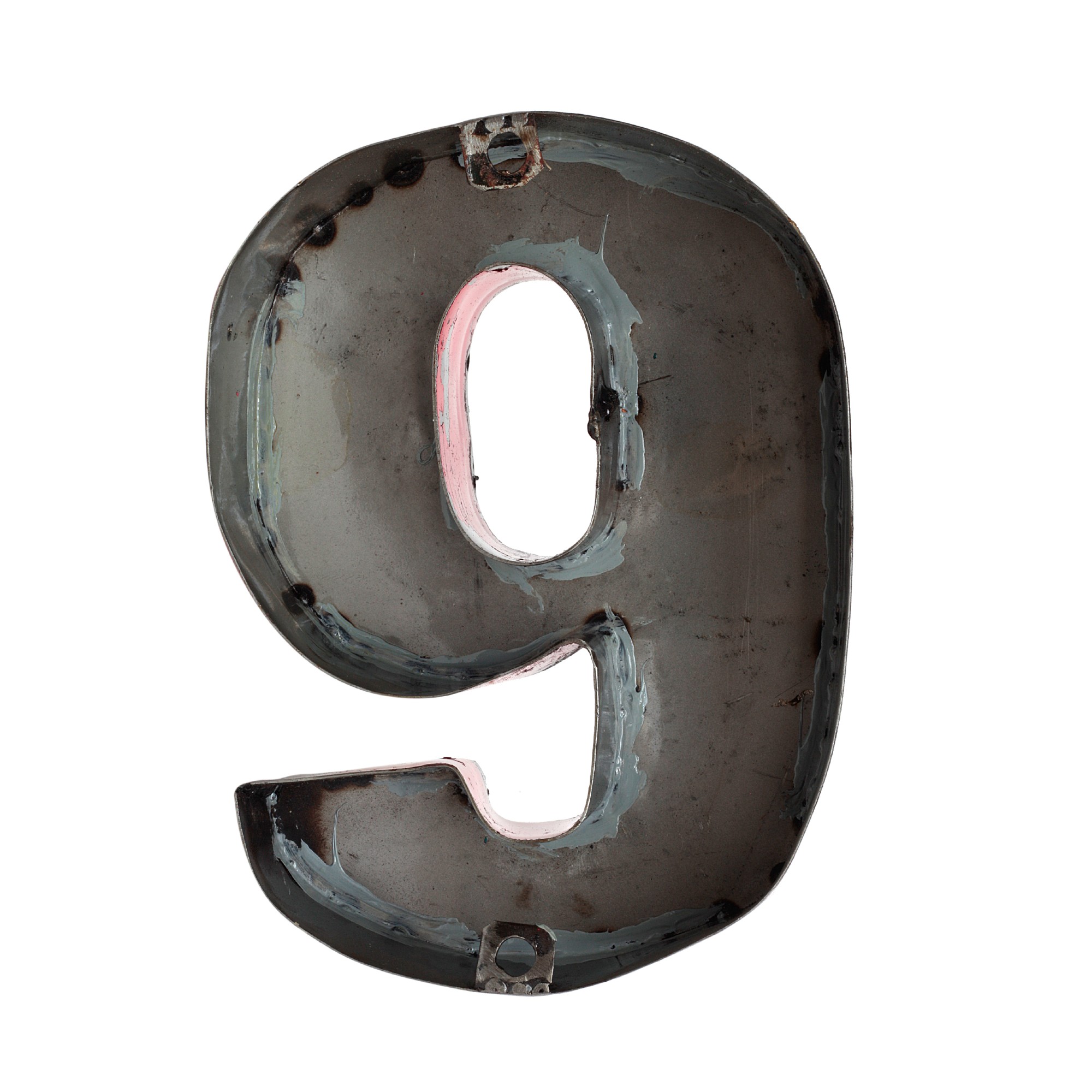 Metallziffer '9', multicolor, T 15 cm, B 20 cm, H 4 cm von fischer's lagerhaus