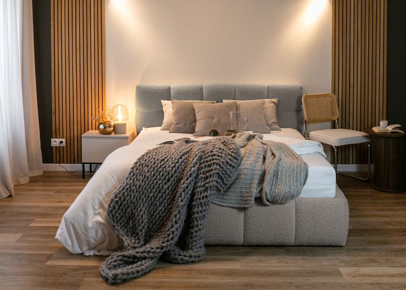NADUVI Collection Chloe Bedframe 180 x 200 cm - Bouclé - Grijs