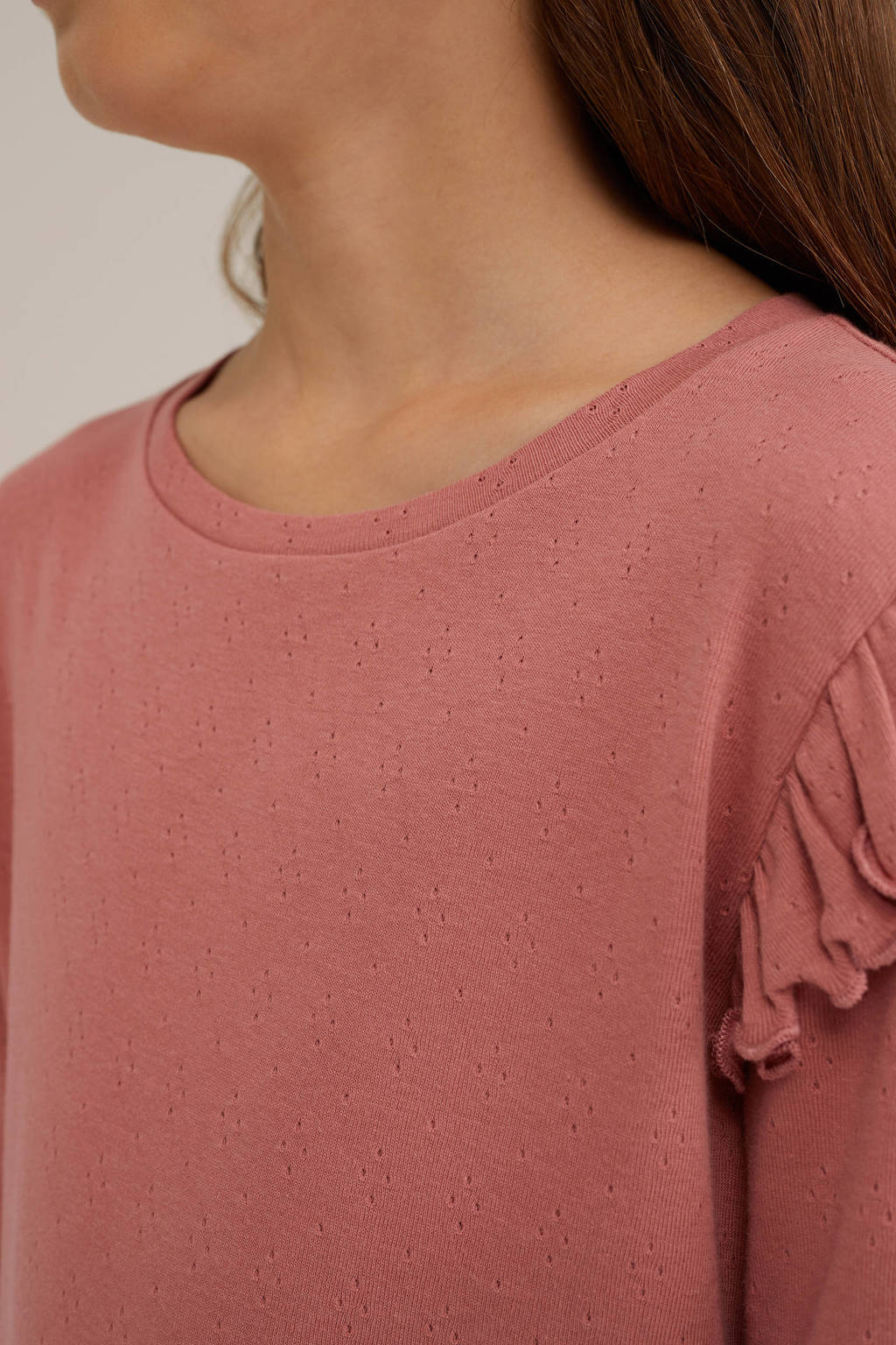 WE Fashion nachthemd met ruches lichtroze