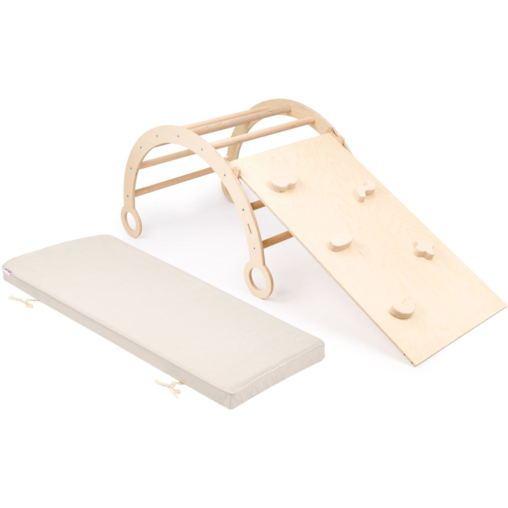 Køb Woobiboo Natural Montessori Rocker Med Beige Madras Og Slide-Climber L