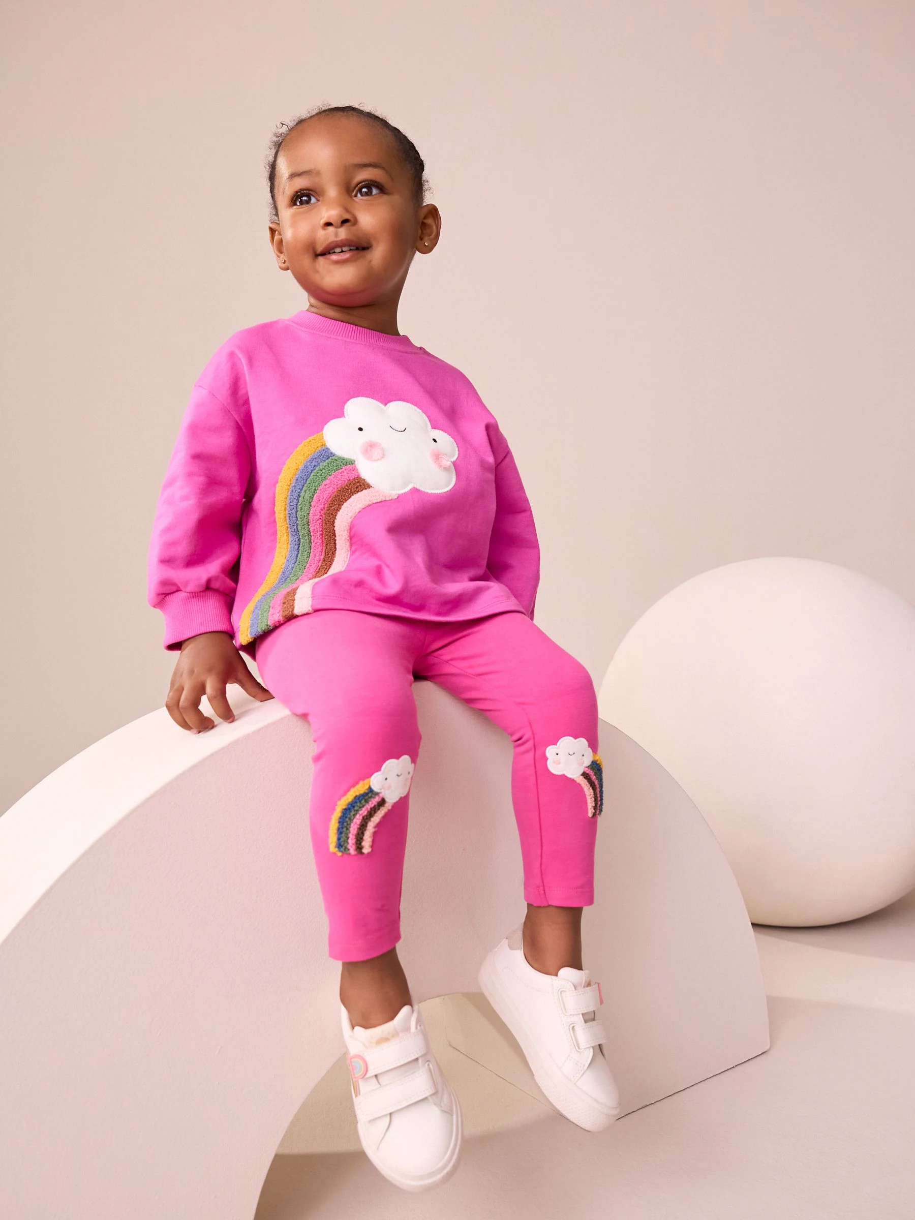 Pink Cloud Rainbow - Knee Embellsihed Leggings (3mths-7yrs)