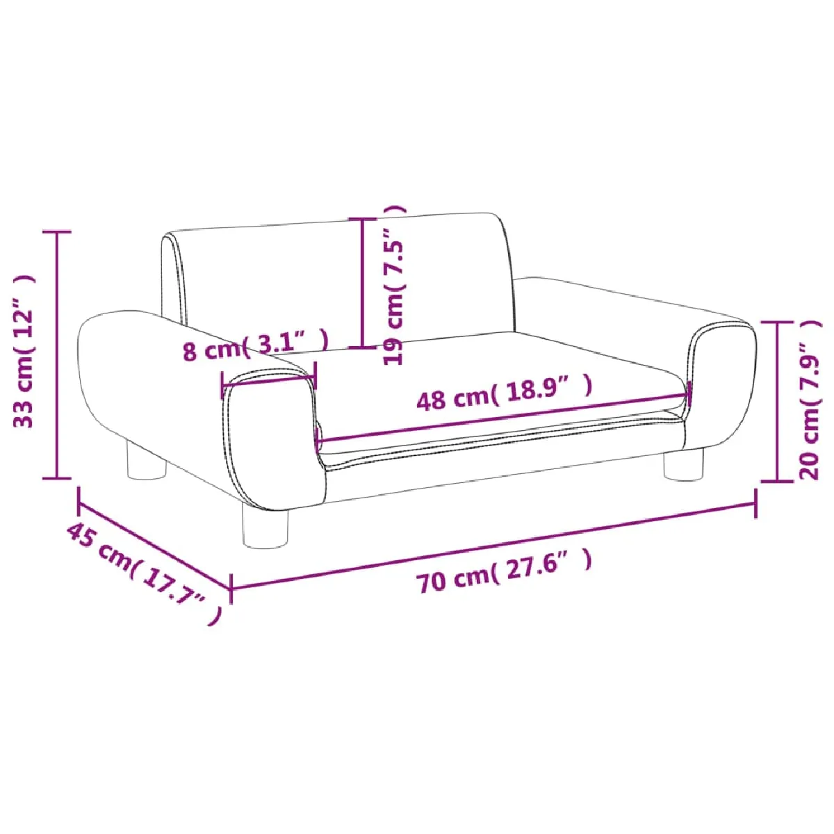 vidaXL Canapé enfants gris clair 70x45x33 cm