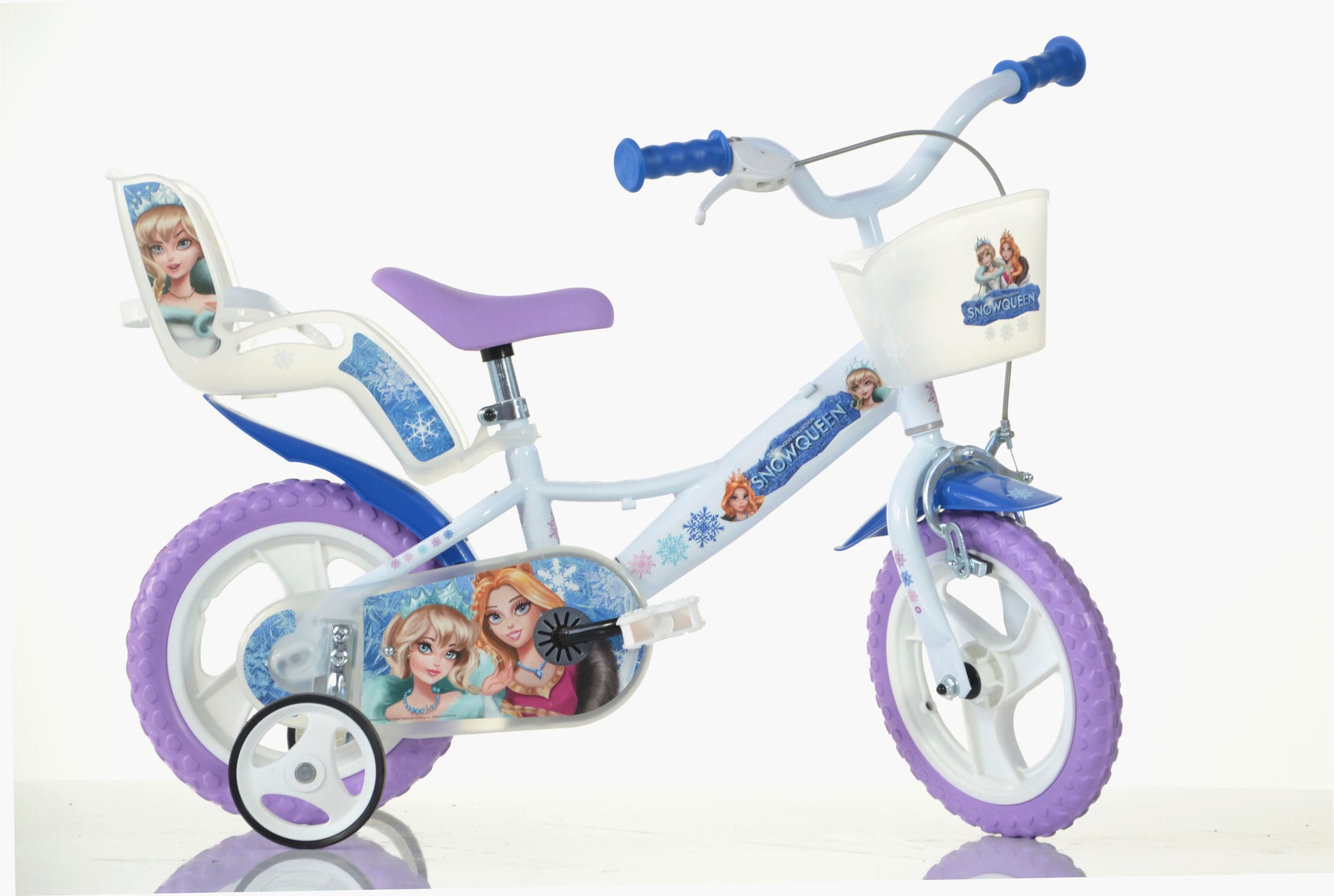 Dino Kinderfahrrad »Snow Queen Eiskönigin 12 Zoll« 1 Gang mit Stützrädern, Korb und Puppensitz
