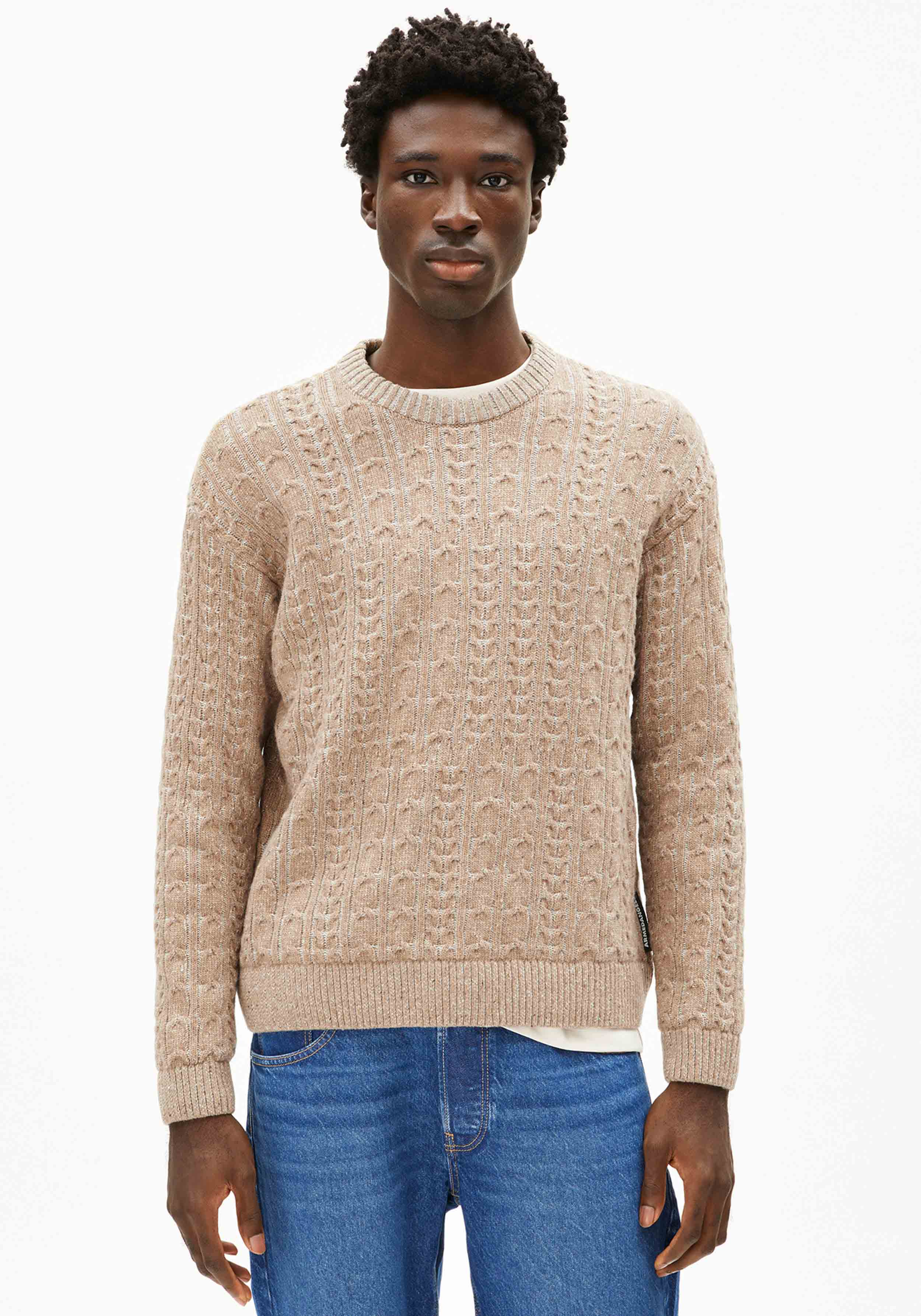 Armedangels Strickpullover Daako Silver Melange Tweed-True Camel