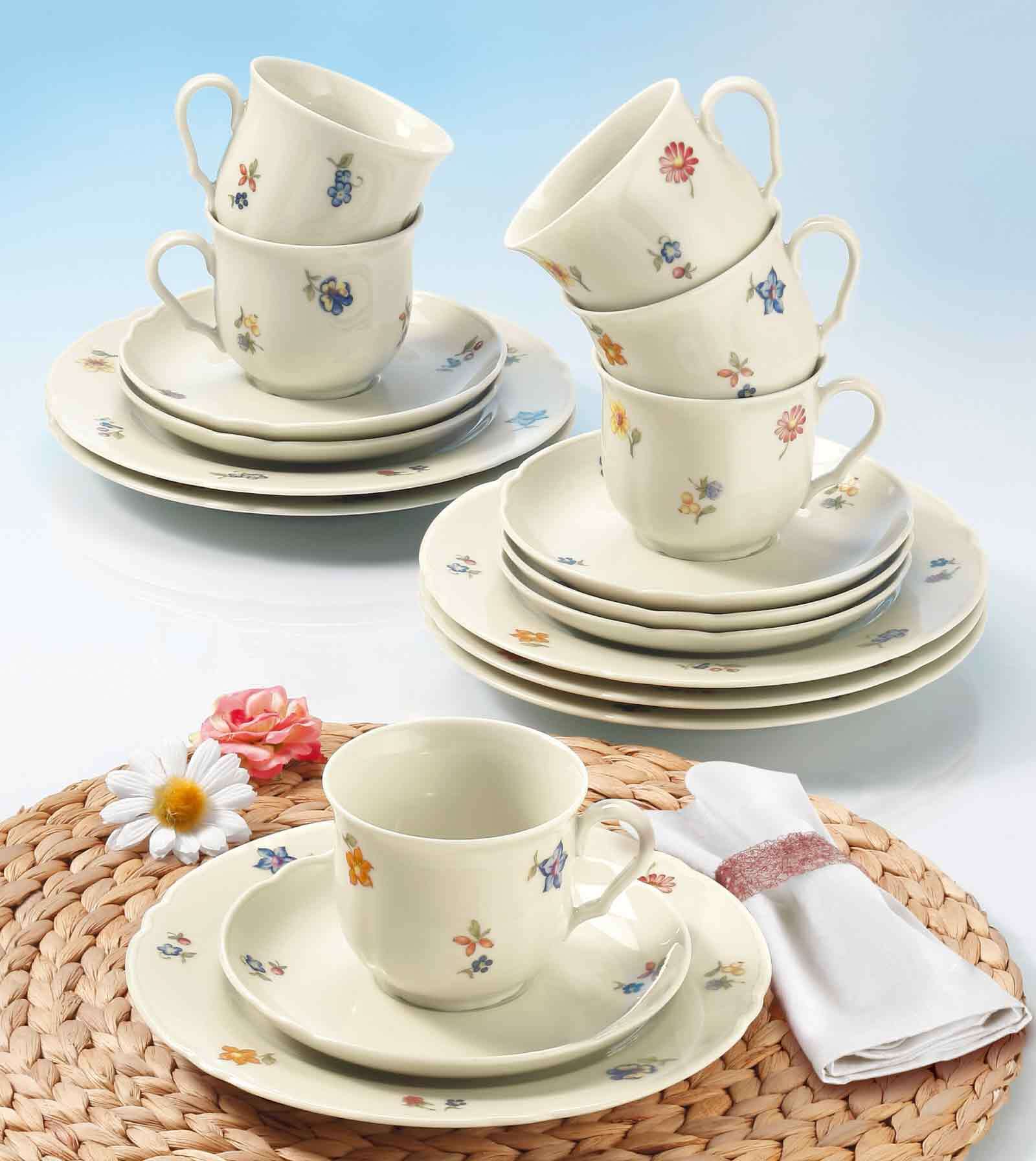 Seltmann Weiden Kaffeeservice Marieluise Elfenbein Blütenmeer 18er Set