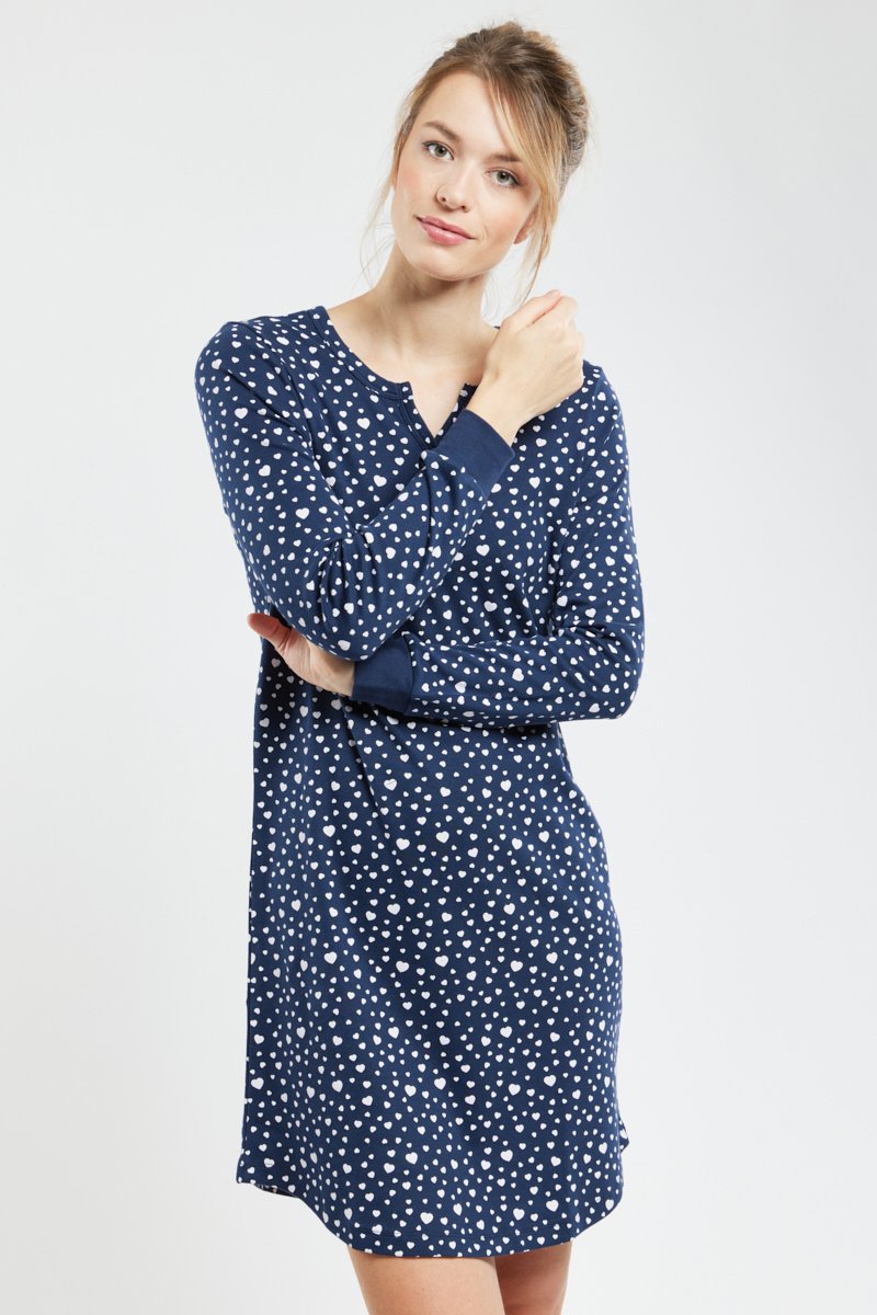 Chemise de nuit à motifs - coton épais