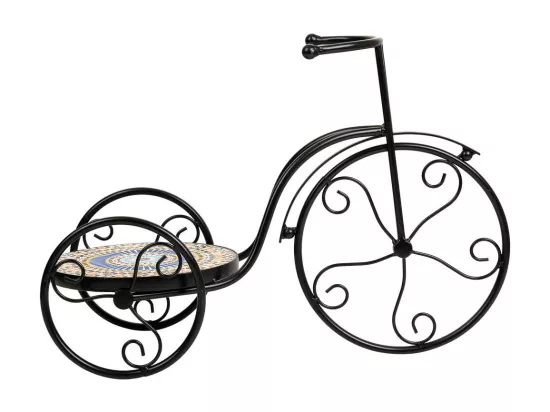 Support vélo en mosaïque et fer forgé noir 53x23.5x36h
