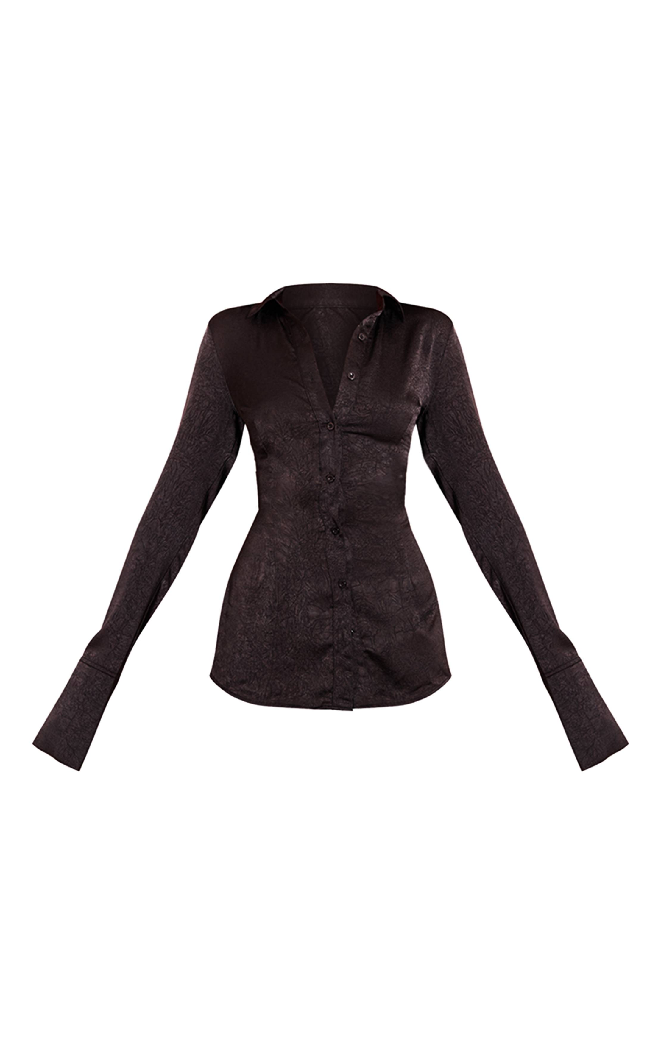 Noir Chemise Ajustée Texturée