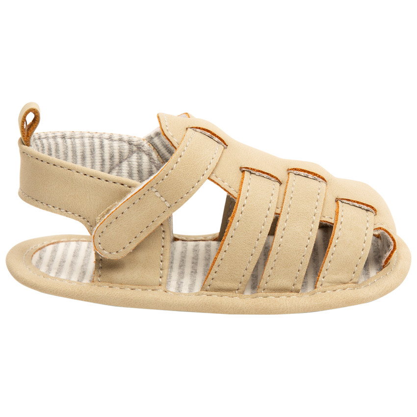 Sandales velcro avec doublure rayée pour bébé