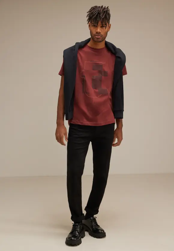 T-Shirt mit Letterprint - rusty red
