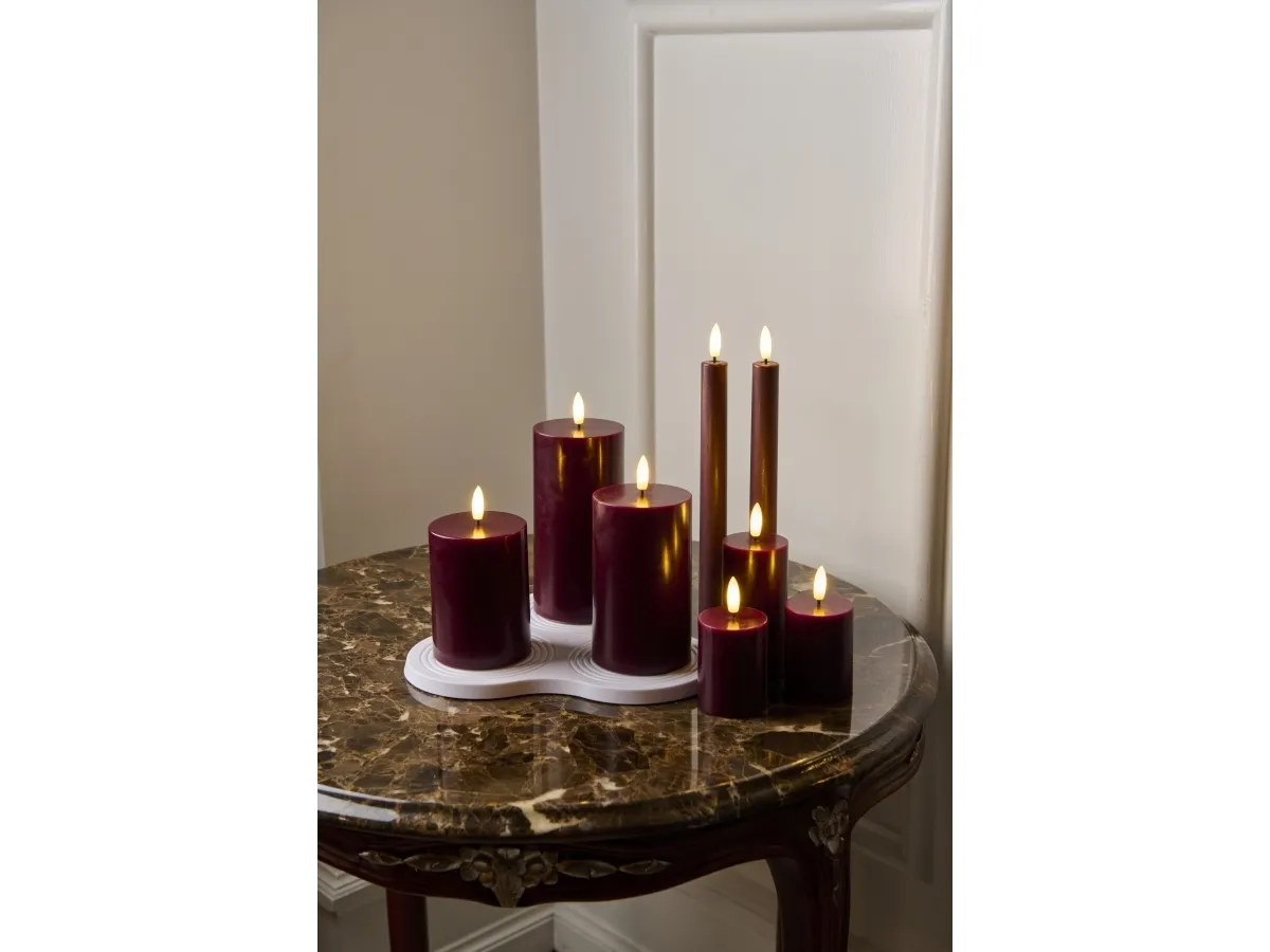 Sirius Sille Genopladelig Bloklyssæt Bordeaux - Ø 5 cm - 3 stk