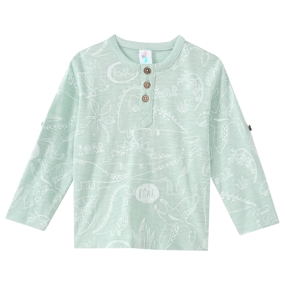 Topomini Baby Langarmshirt mit Dino-Motiven mintgrün