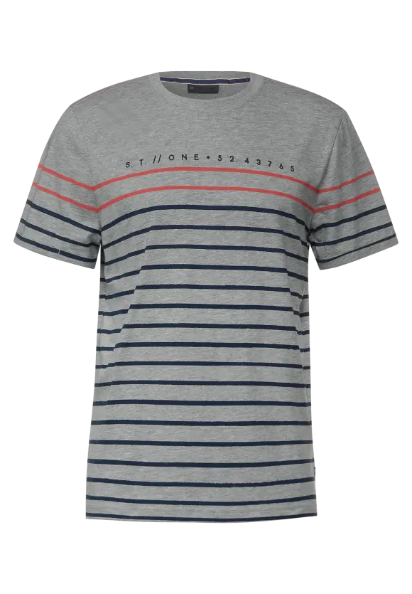T-Shirt im Streifenmix - silver grey melange