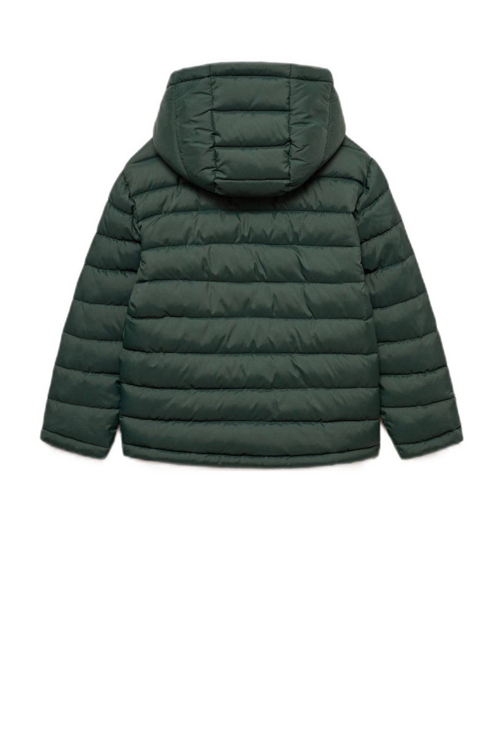 Mango Kids reversible gewatteerde winterjas zwart/donkergroen
