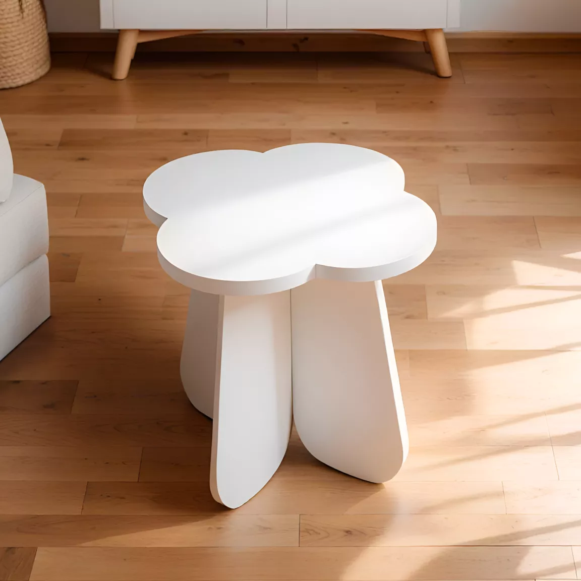 Tabouret enfant bois (H29 cm) Nuage Blanc