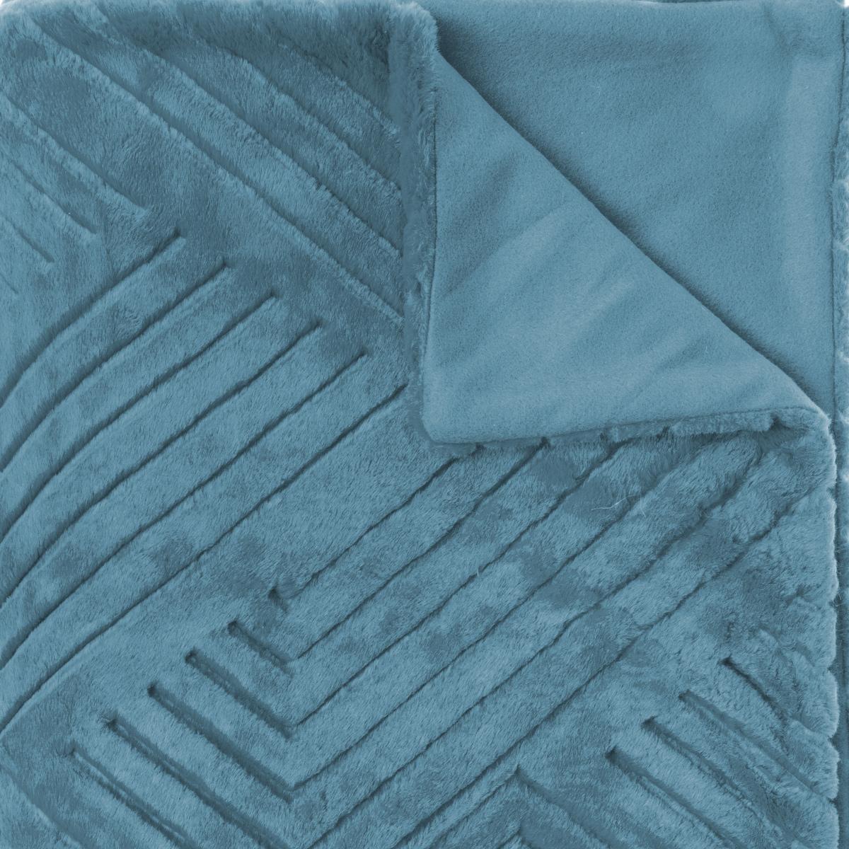 PLAID FOURRURE 3D GEOMETRIQUE CANARD 180X230CM