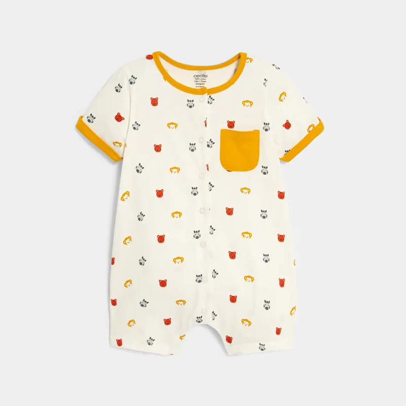 Combi courte animaux blanc bébé garçon Blanc