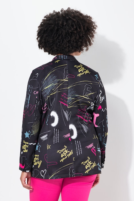 Blazer, Scribbledruck, Revers, farbiges Futter