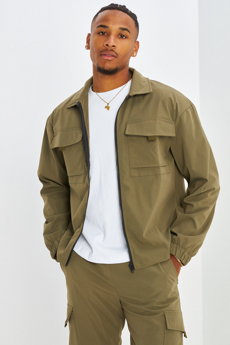 Ensemble 2 pièces veste + jogging cargo kaki