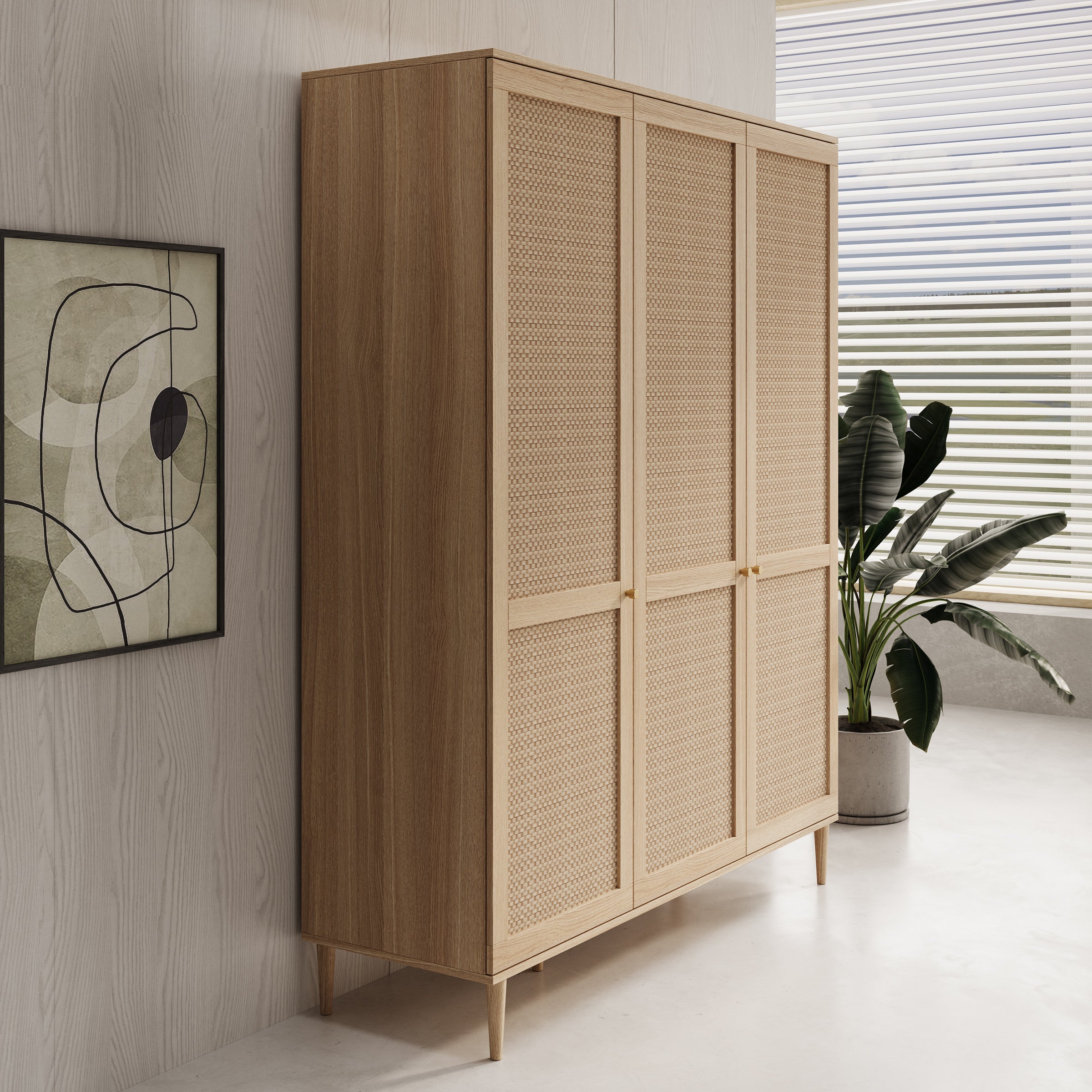 Crimson - Kledingkast met 3 deuren - Eiken - 165x52x208 cm