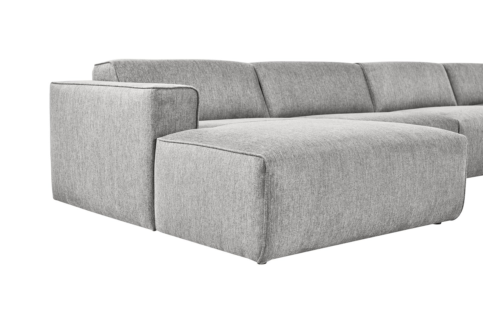 Enjoy U-sofa oppsett Sjeselong venstre liten , 2-seter, hjørne, åpen ende høyre liten i tekstil Brego 7 Grey med sorte ben
