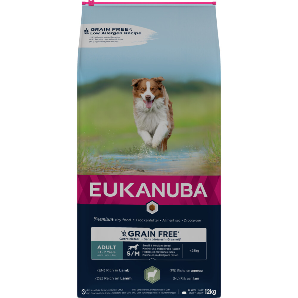 Eukanuba Hondenvoer Graanvrij Lam Adult Small - Medium12 kg