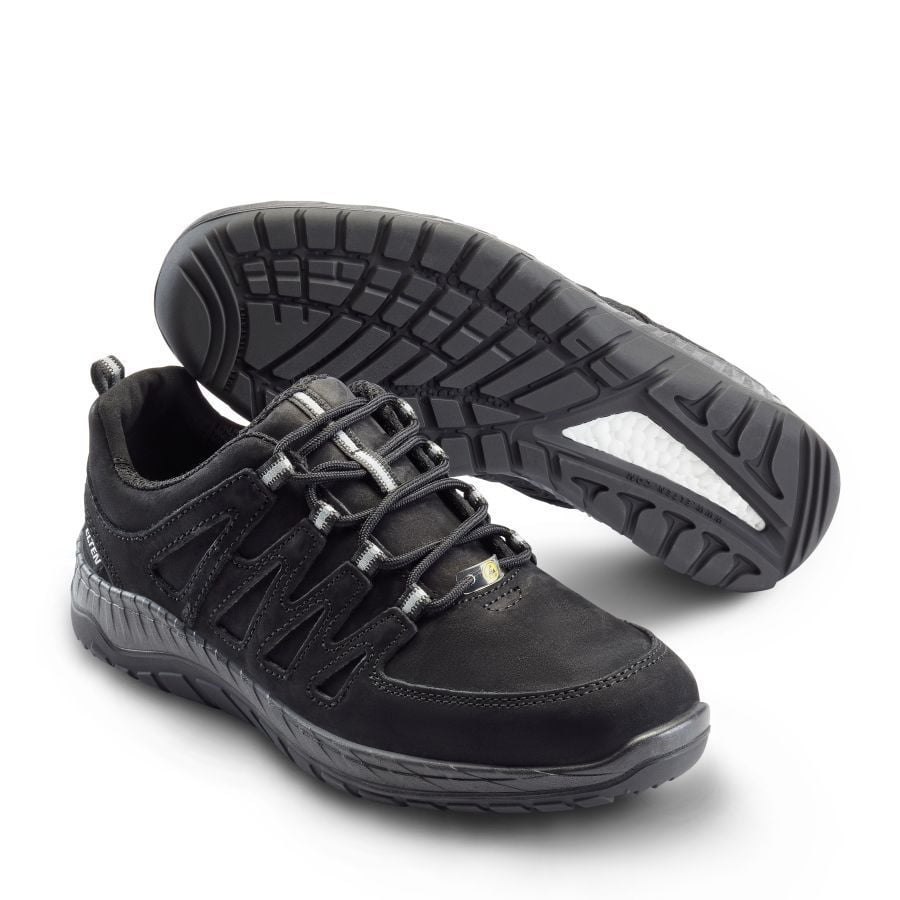 Arbeidssko Maddox Black Leather Low – Elten