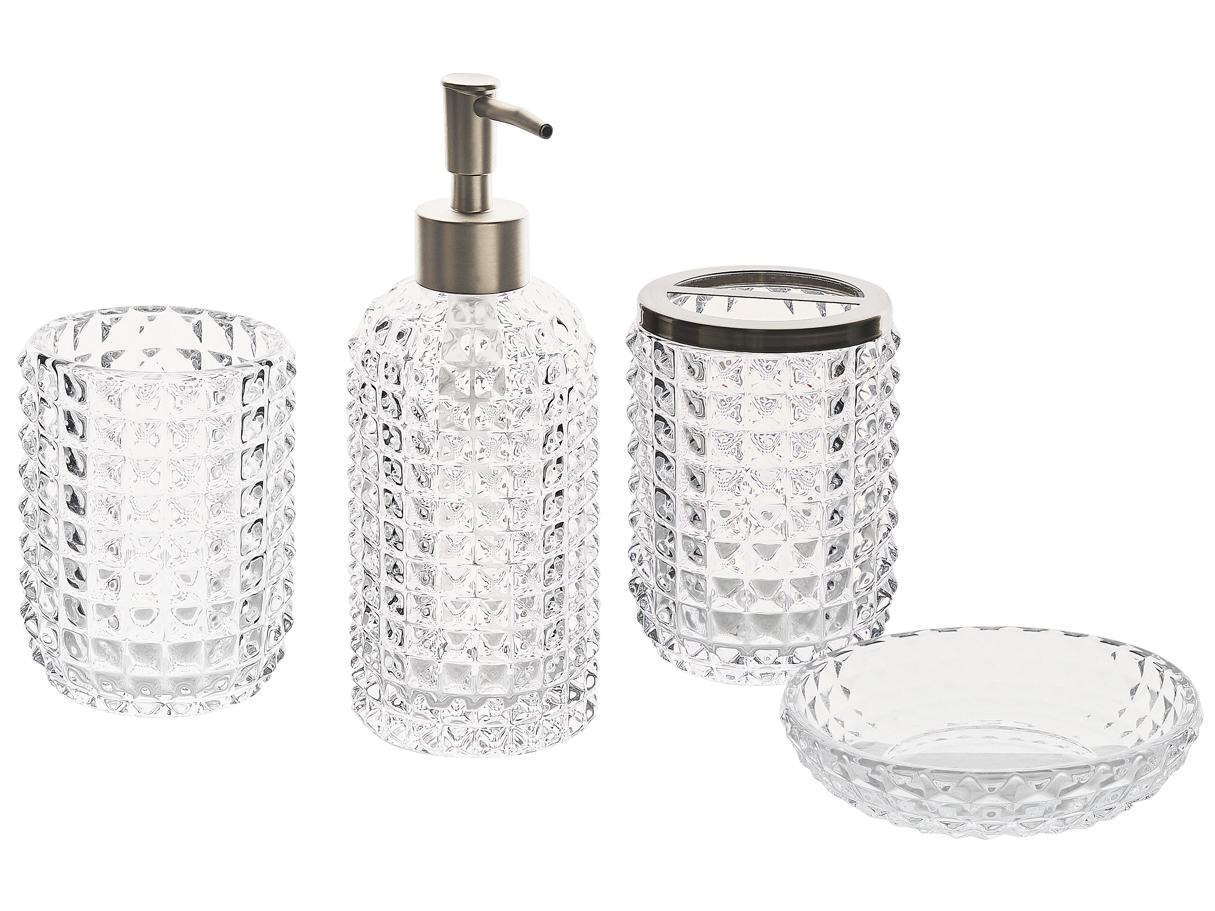4-delige badkameraccessoireset TAPIA Glas Transparant