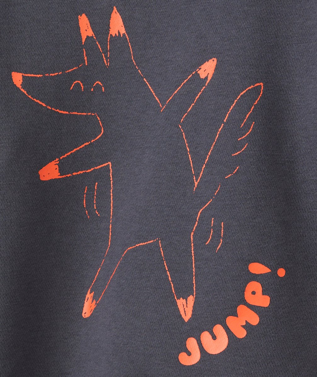 SWEAT BÉBÉ GARÇON EN FIBRES RECYCLÉES GRIS AVEC RENARD ORANGE