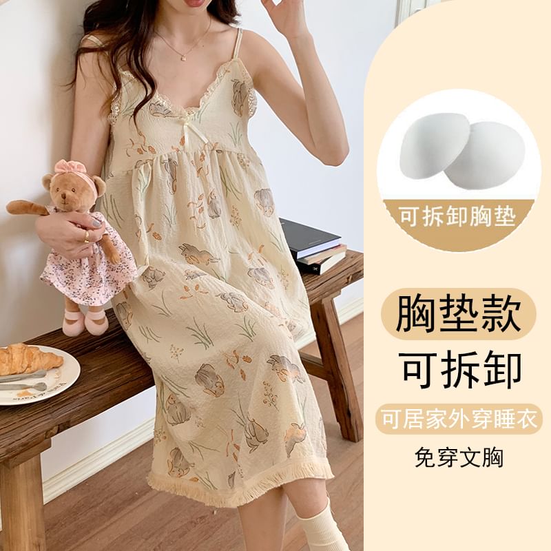 Fabricino - Mouwloze pyjamajurk met patroon