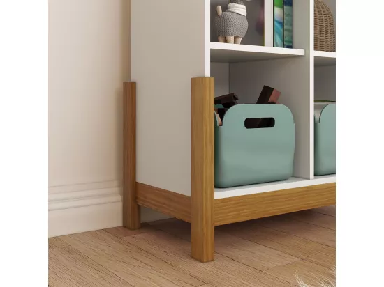 Étagère 8 cubes horizontale panneaux de fibres blanc et noisette KENAN