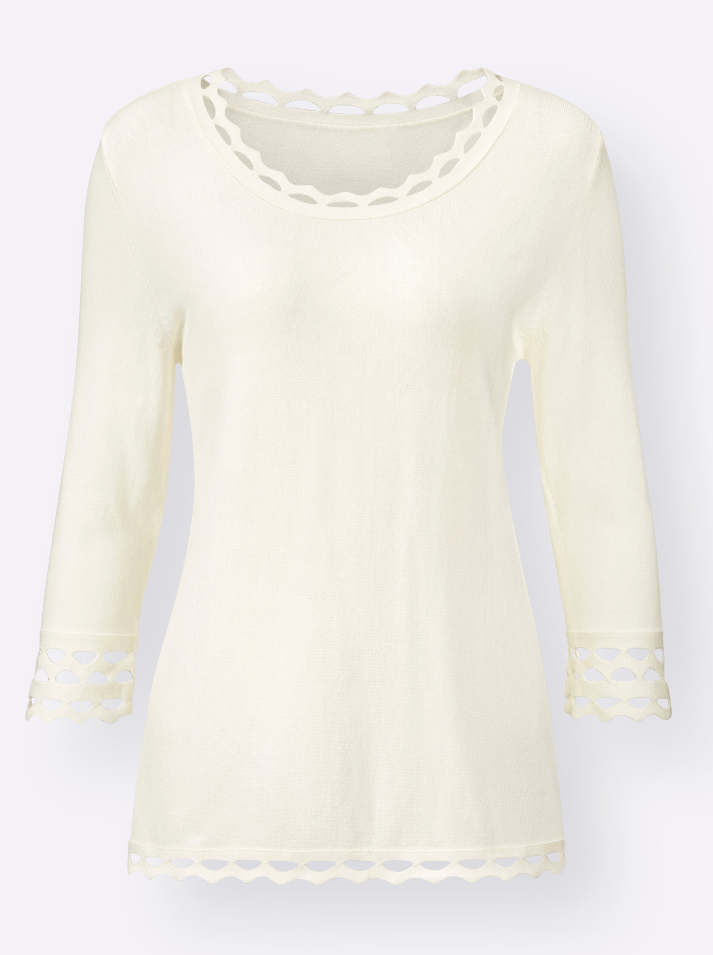 3/4 Arm-Pullover in weiß