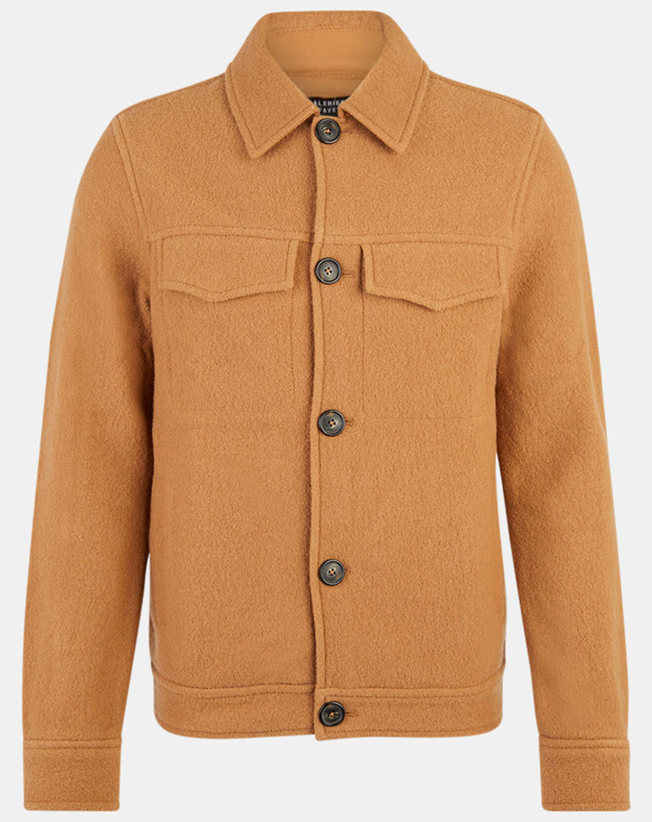 Galeries Lafayette Blouson 100% Laine Tilano Milano tricot camel