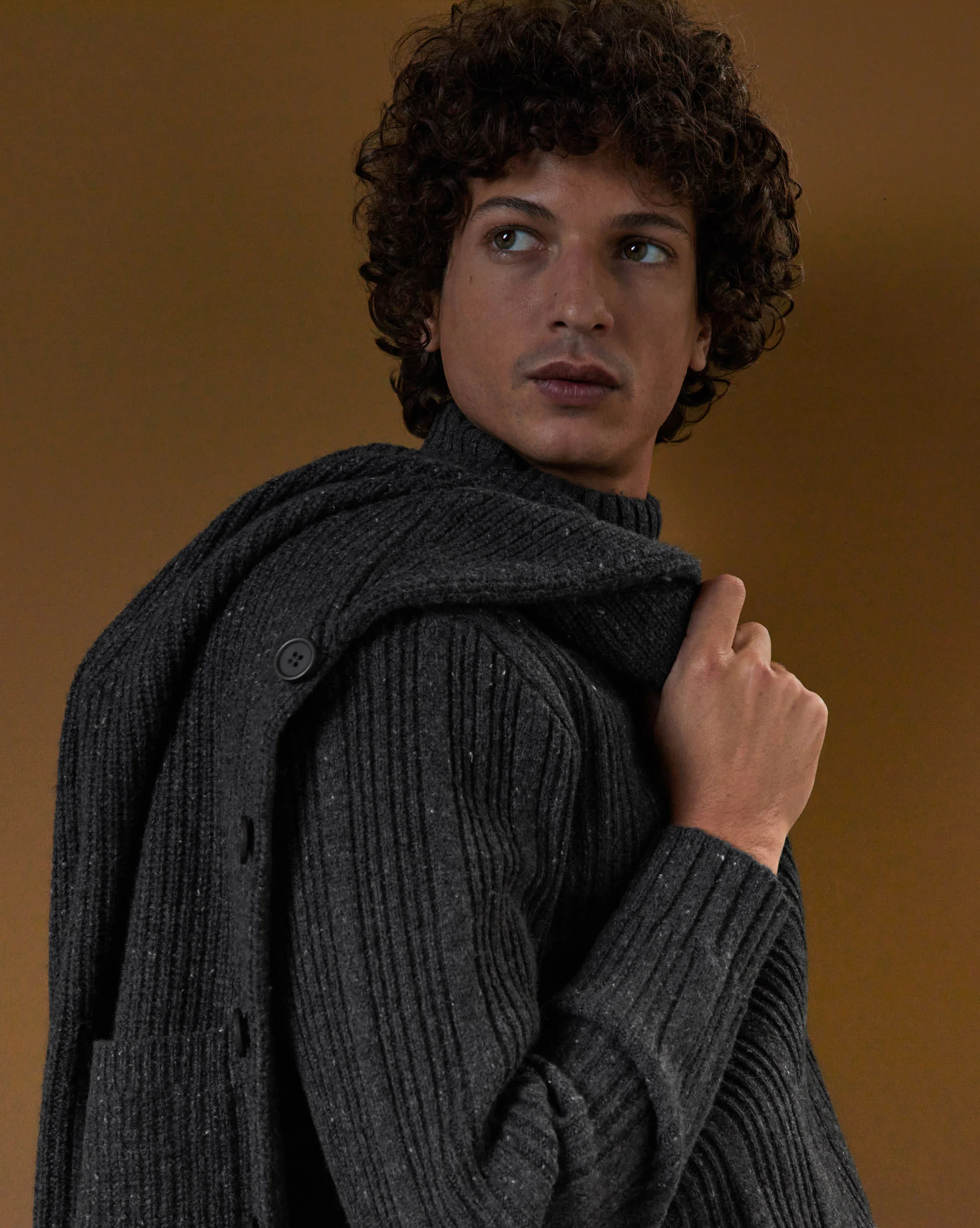 Pull col montant en laine mélangée | Gris