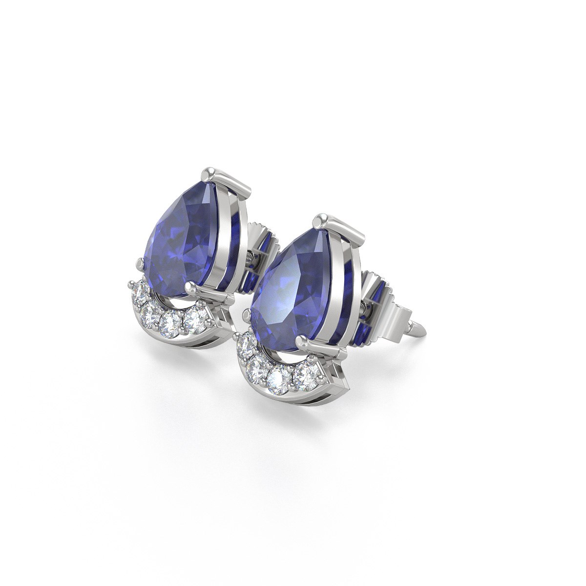 Boucles d'oreilles ADEN Or 585 Blanc Tanzanite et Diamants 1.40grs