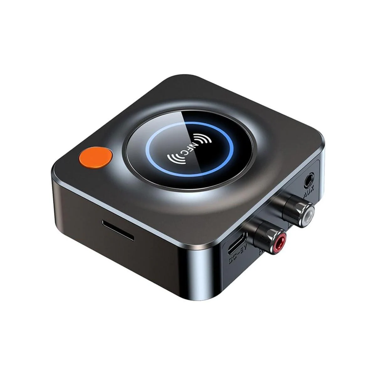 NÖRDIC Bluetooth 5.1-mottaker, med NFC, TF-kortspor, 3,5 mm AUX/RCA, trådløs adapter med lav ventetid for stereoanlegg for streaming av musikk hjemme