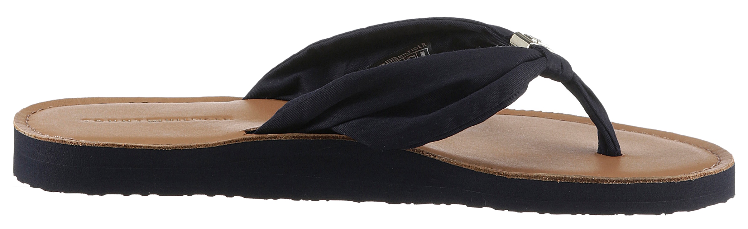 Tommy Hilfiger Zehentrenner »TH ELEVATED BEACH SANDAL«  , Sommerschuh, Bequemschuh, Flats, Schlappen mit TH-Schmuckelement