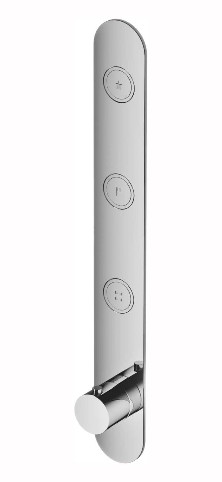 Hotbath Cobber Afbouwdeel thermostaat Verticaal met 3 pushbuttons Wit Mat PB050