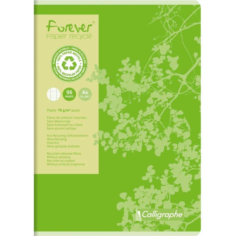 Cahier piqué FOREVER A4 96 pages grands carreaux 70 g - Assortis