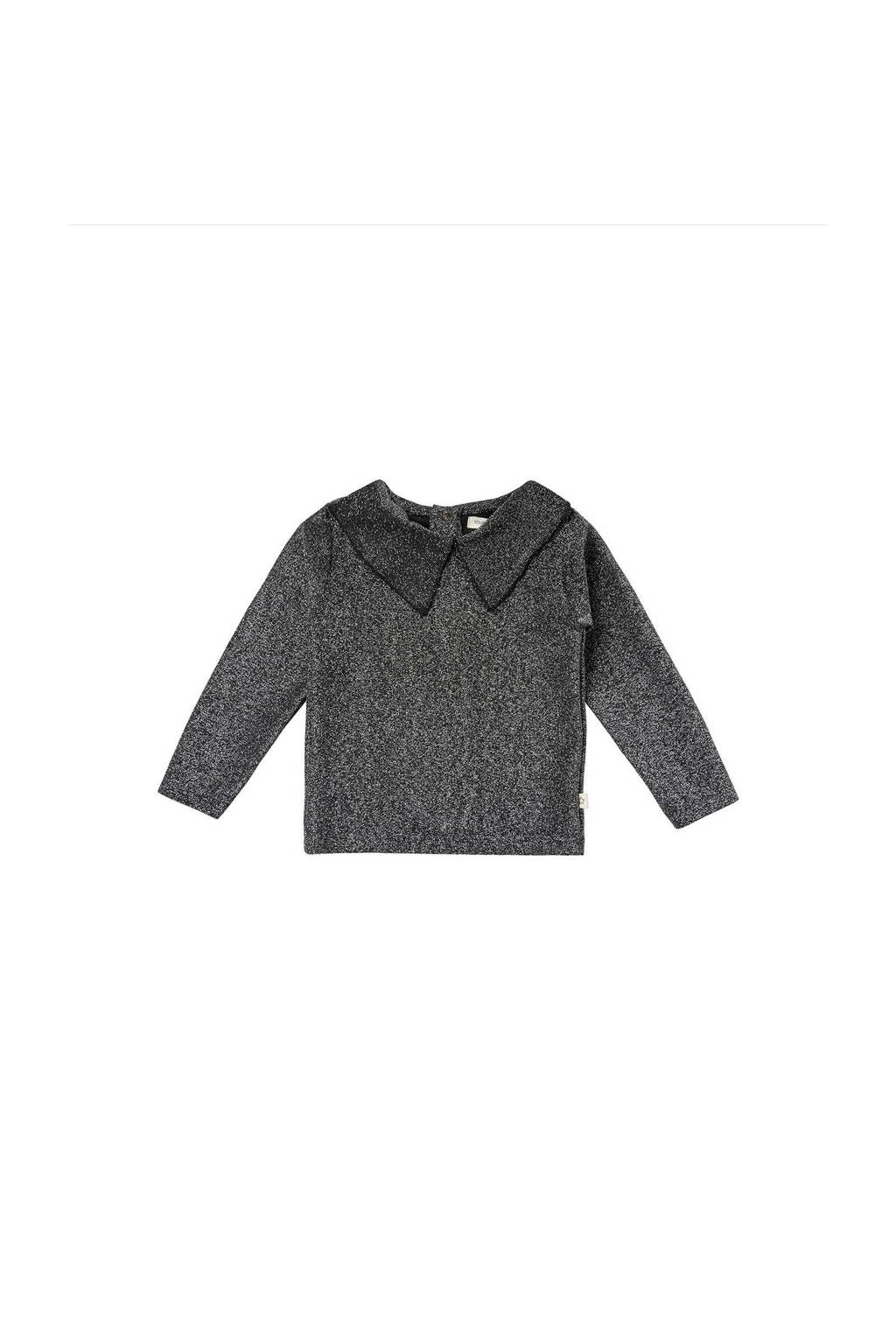 Your Wishes longsleeve met glitters donker zilver