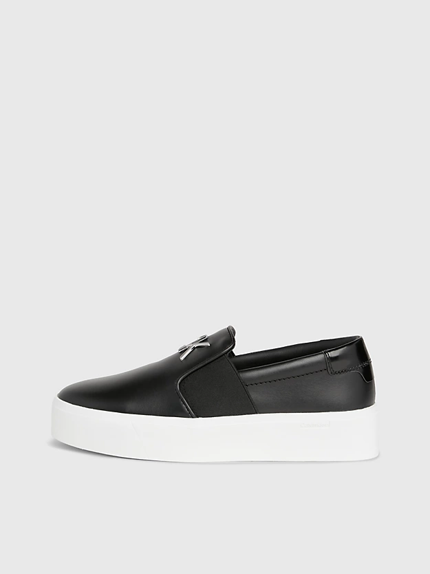 Sapatos plataforma de couro sem cadarço