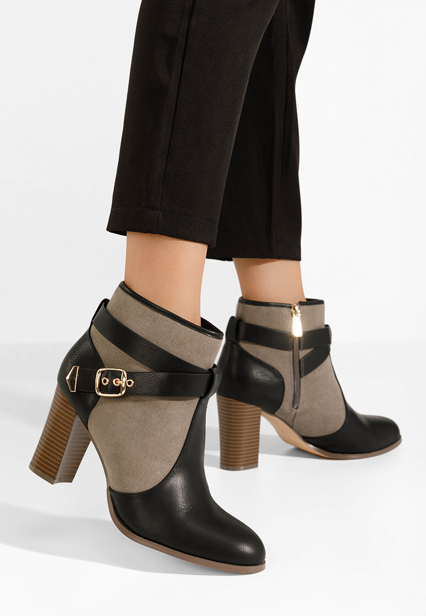 Bottines à gros talon noires Elbada