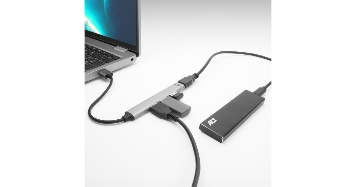 ACT ConnectivityUSB-A hub, 3x USB-A 2.0 en 1x USB-A 3.0 usb-hub  (Aluminium)
