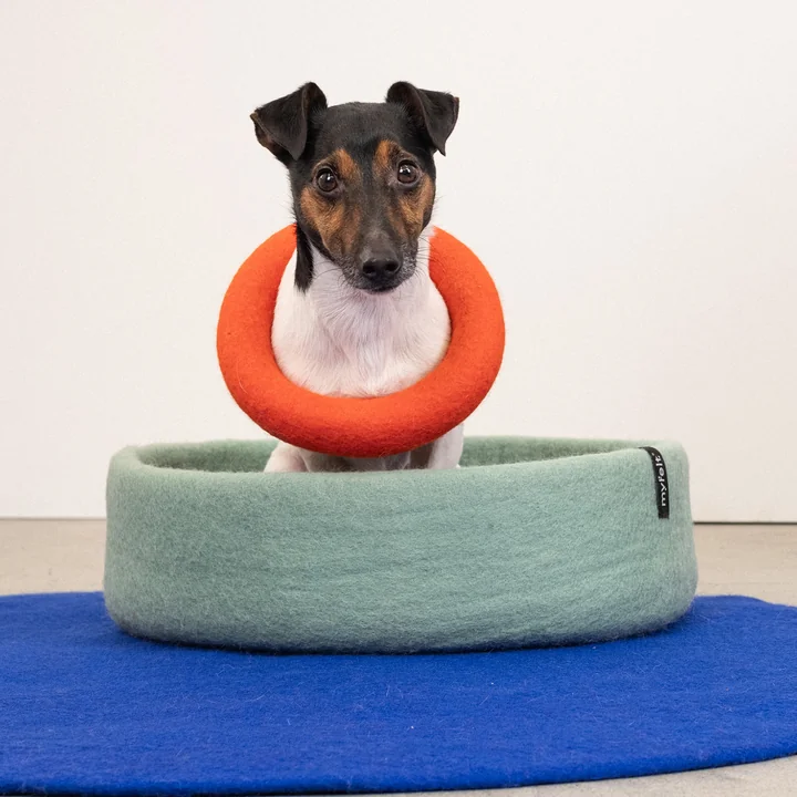 myfelt - Fine Hundekorb Ø 40 cm, Inlay rotorange