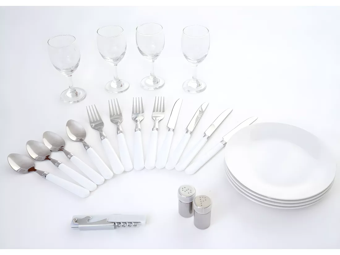 Panier pique-nique pour 4 verre argenté DIV04032